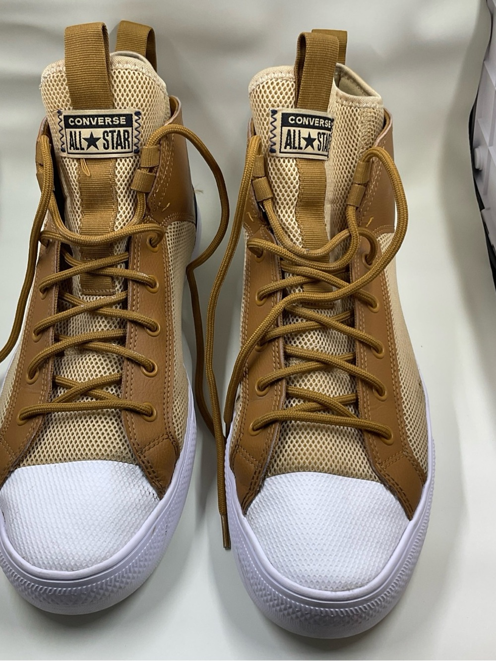 Converse Men’s Tan and Beige High-Top Sneakers - Picture 2 of 8